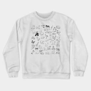 Many different stick figure animals Crewneck Sweatshirt